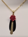 Black with red rose necklace 